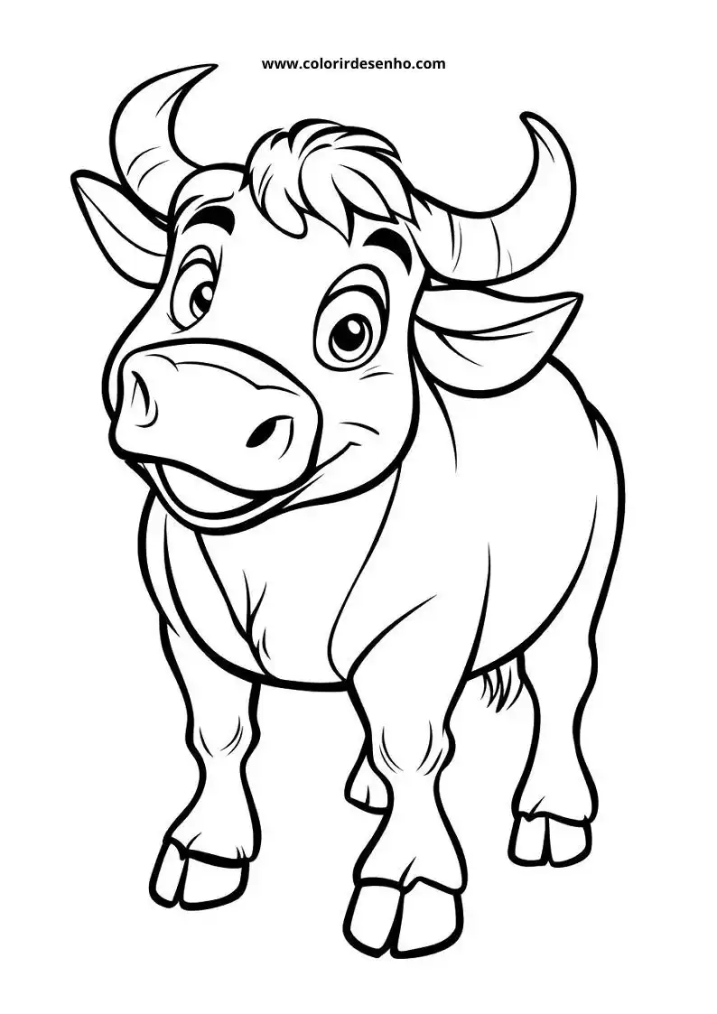 bull smiling with big horns standing in grassy setting