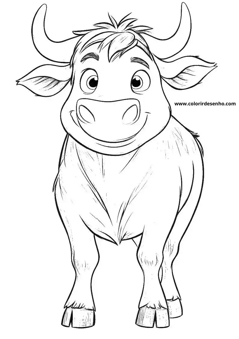 bull smiling with horns and mane standing upright