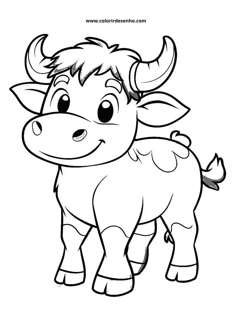 bull standing happily in a simple setting