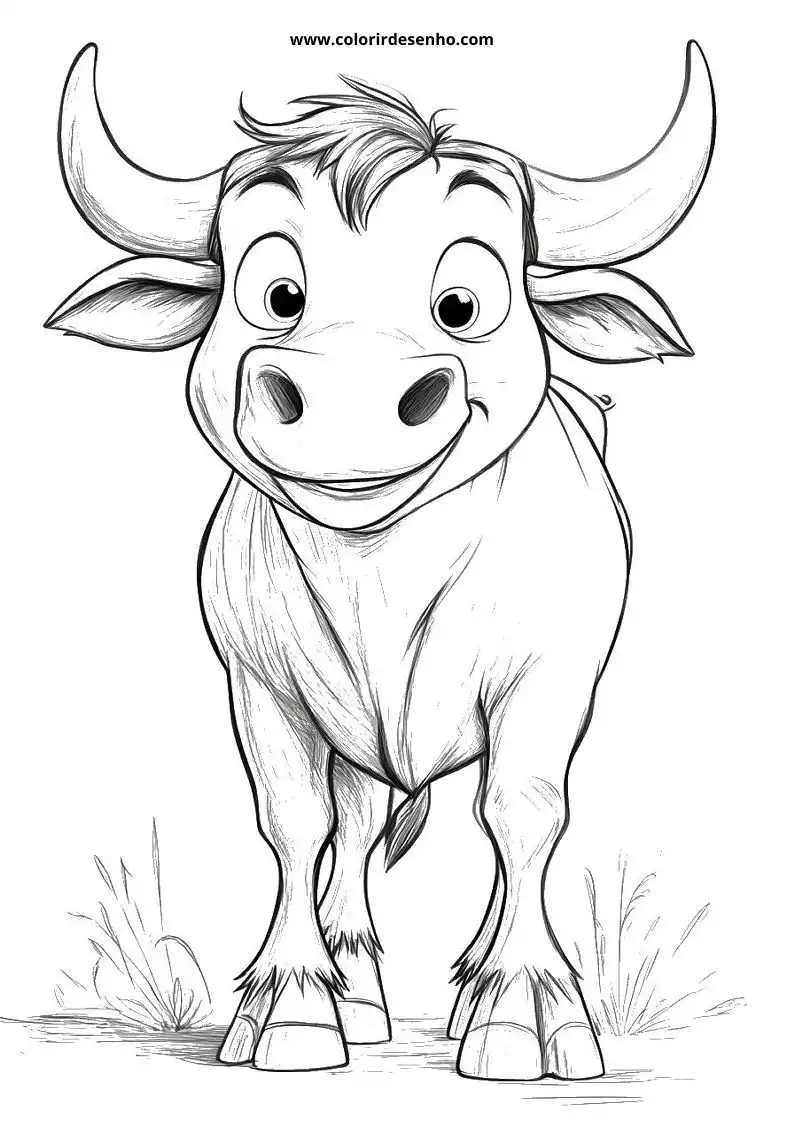 bull standing in field looking playful