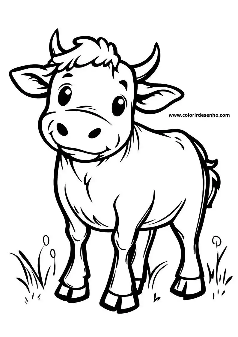 bull standing in grass smiling horns visible