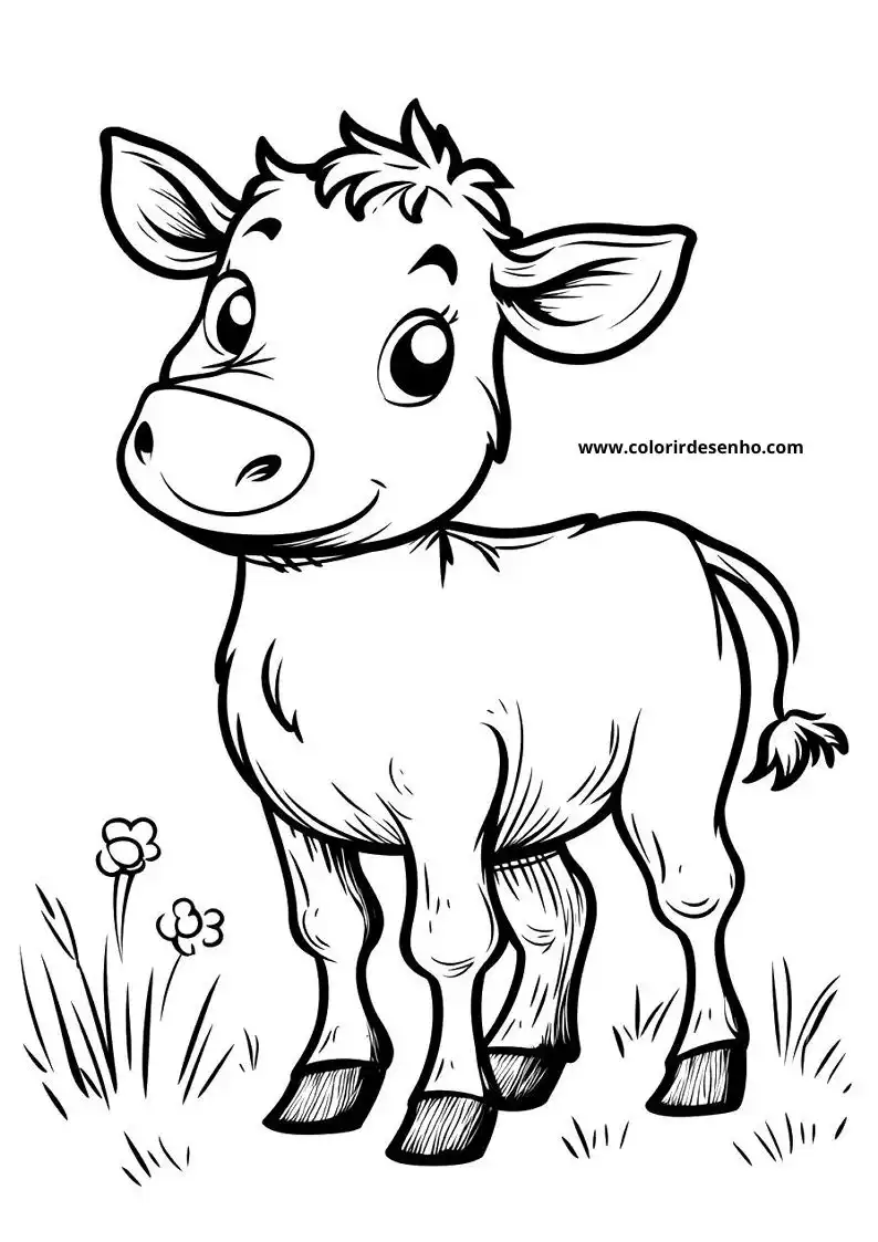 bull standing in grass with flowers and a flower in its mouth