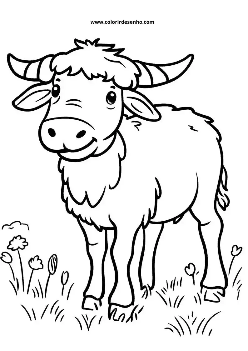 bull standing in grass with small flowers around it