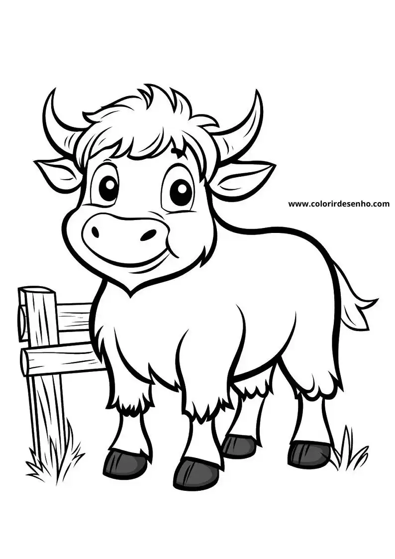 bull standing next to wooden fence with grass in front of it