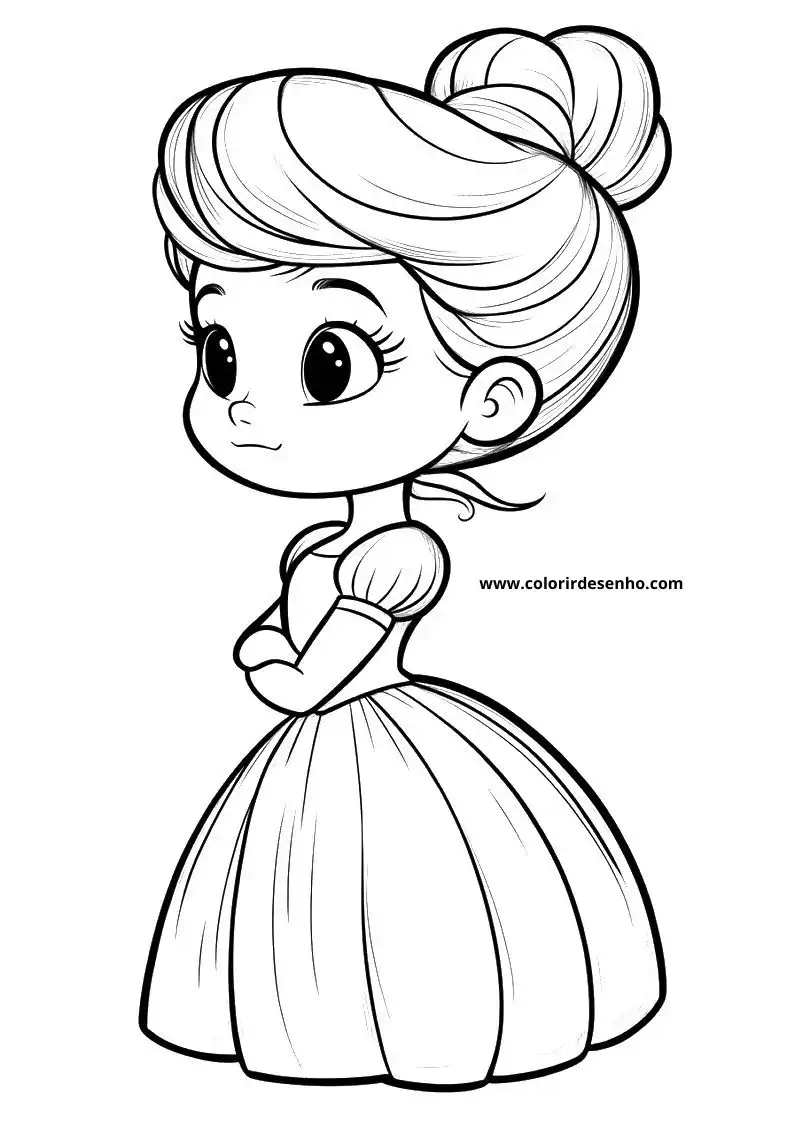 cinderella in a fancy dress holding her hand to her chest hair styled