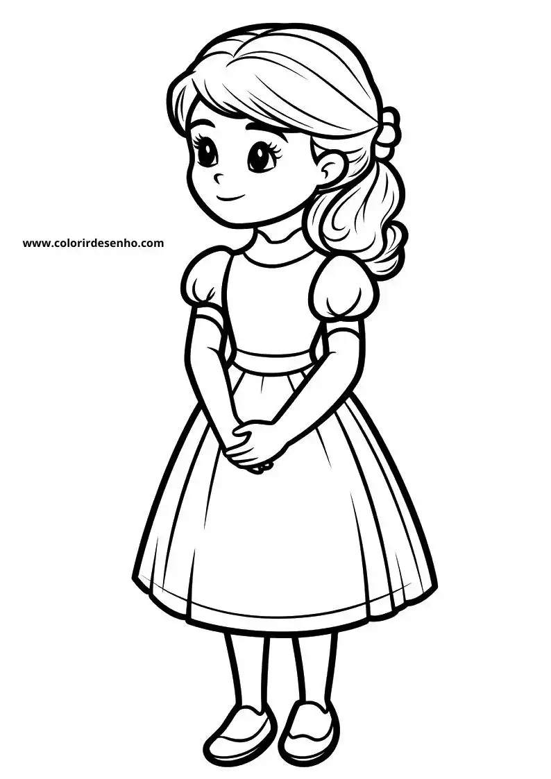 cinderella standing in a simple dress hands clasped in front of her
