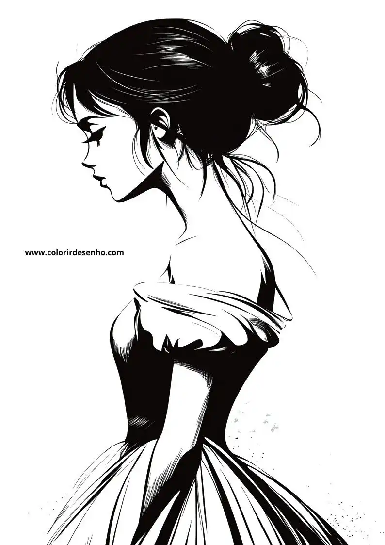 cinderella stands in profile hair up wearing a ball gown