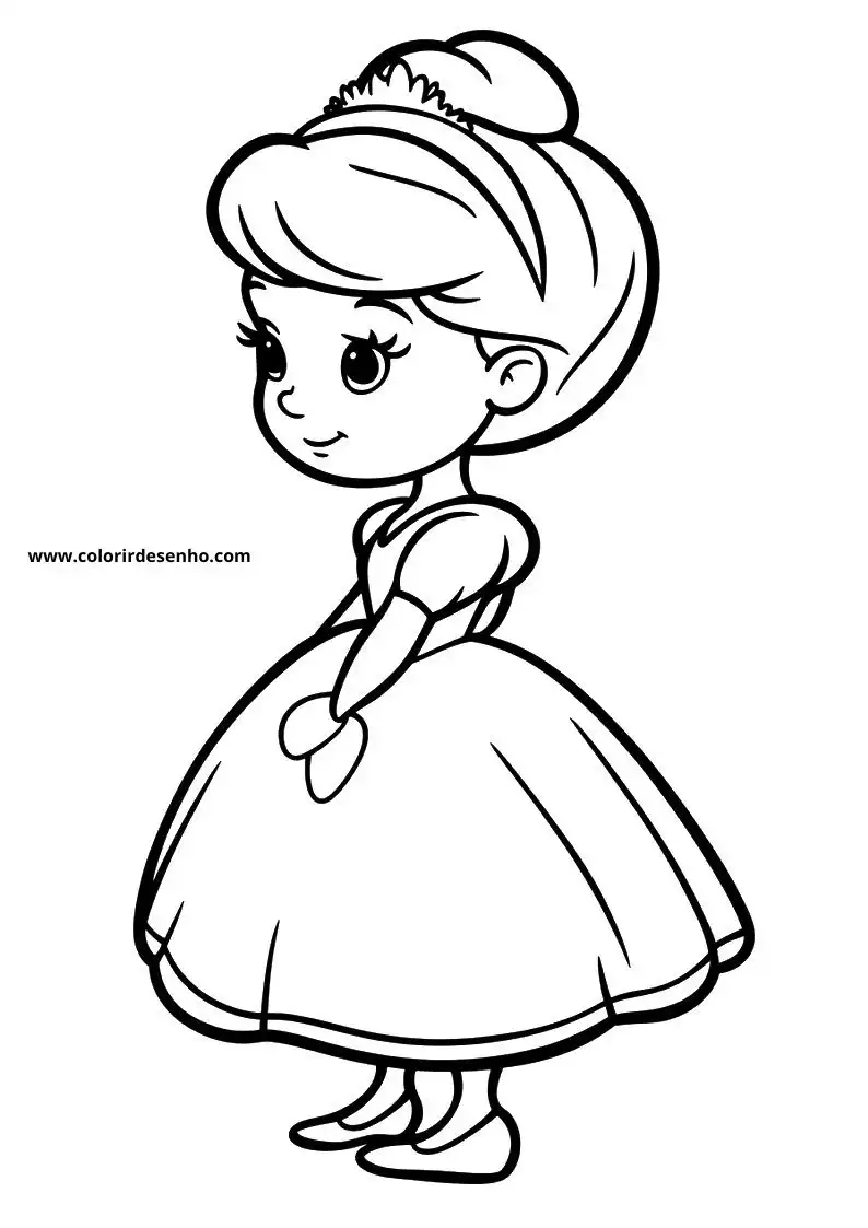 cinderella wearing a ball gown and tiara standing in a simple pose