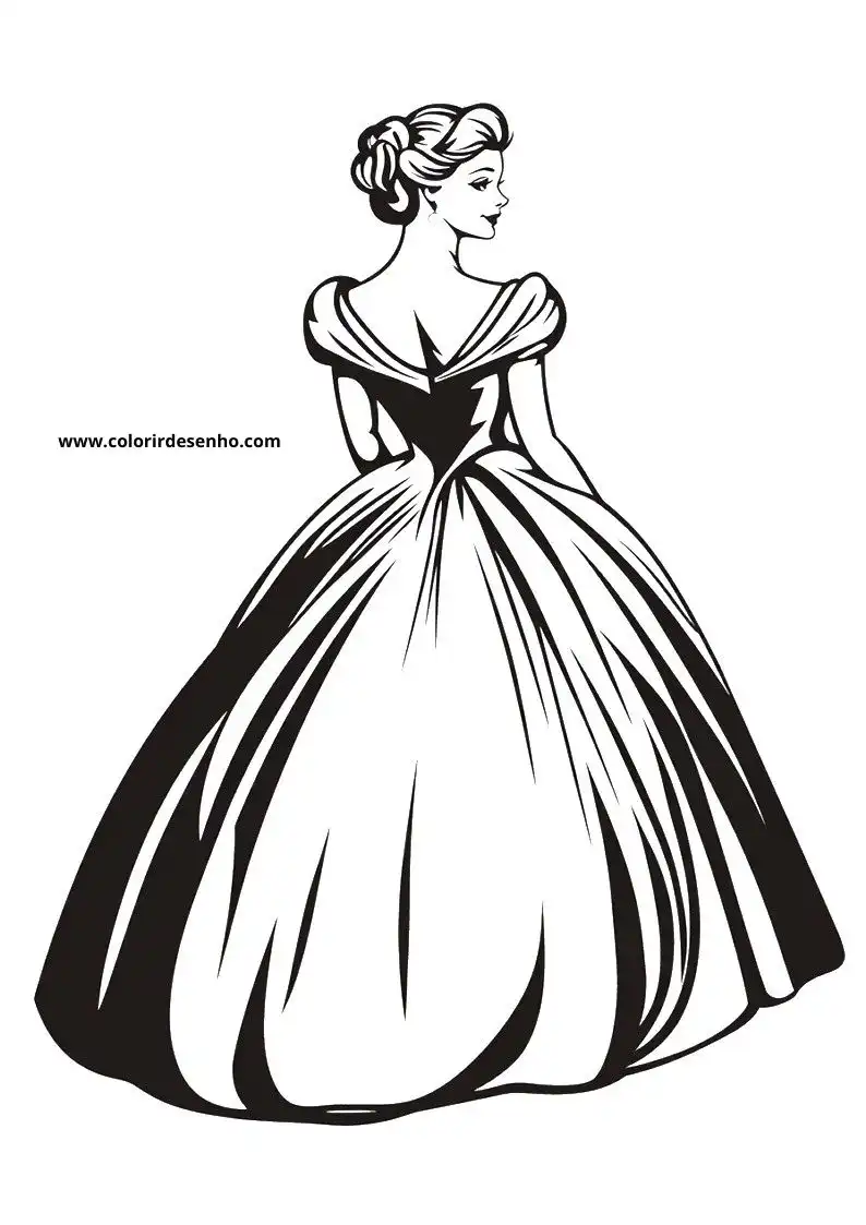 cinderella wearing a ball gown standing in profile view
