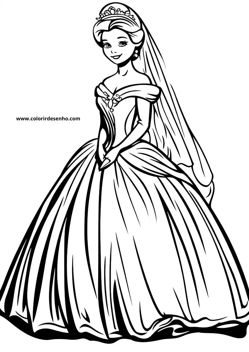 cinderella wearing a grand gown and tiara holding her veil up