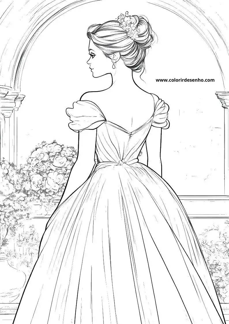 cinderella wearing a long elegant gown in an opulent setting