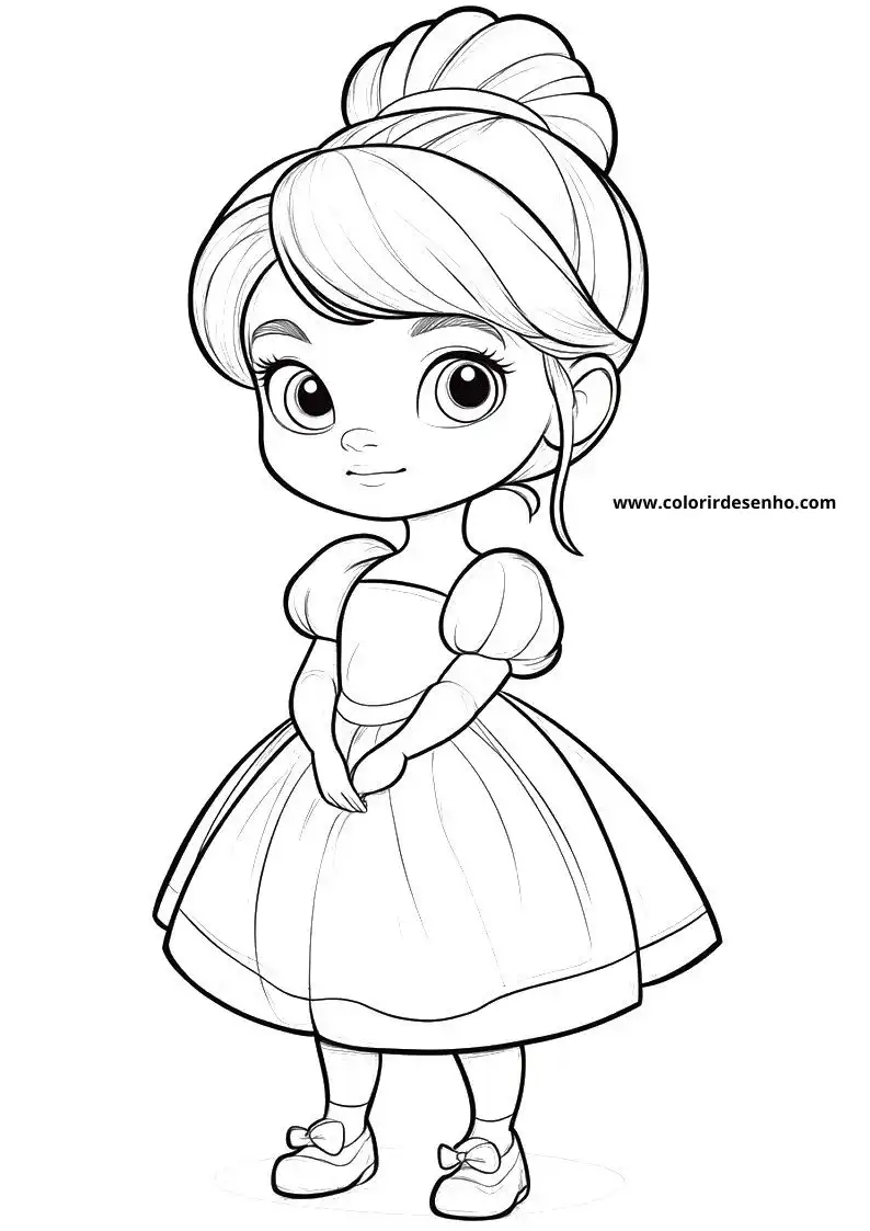 cinderella with hair in bun wearing dress standing