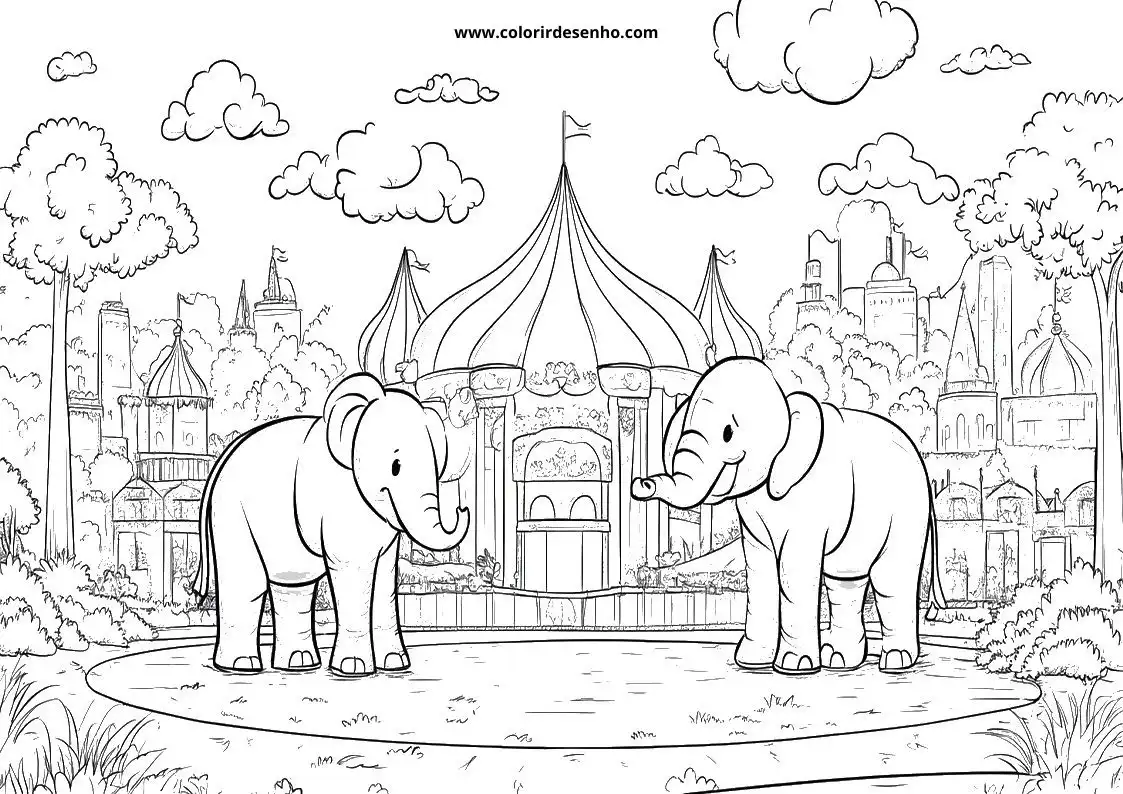 circus elephants in front of circus tent