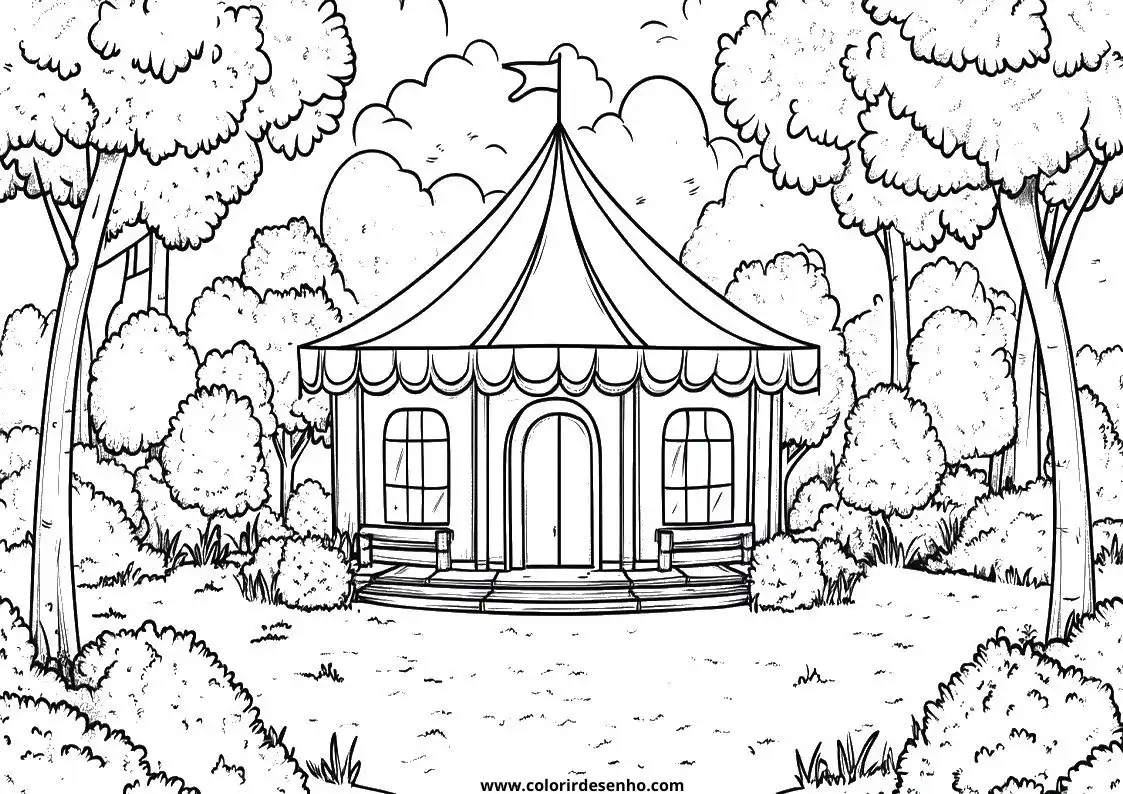 circus tent in forest setting