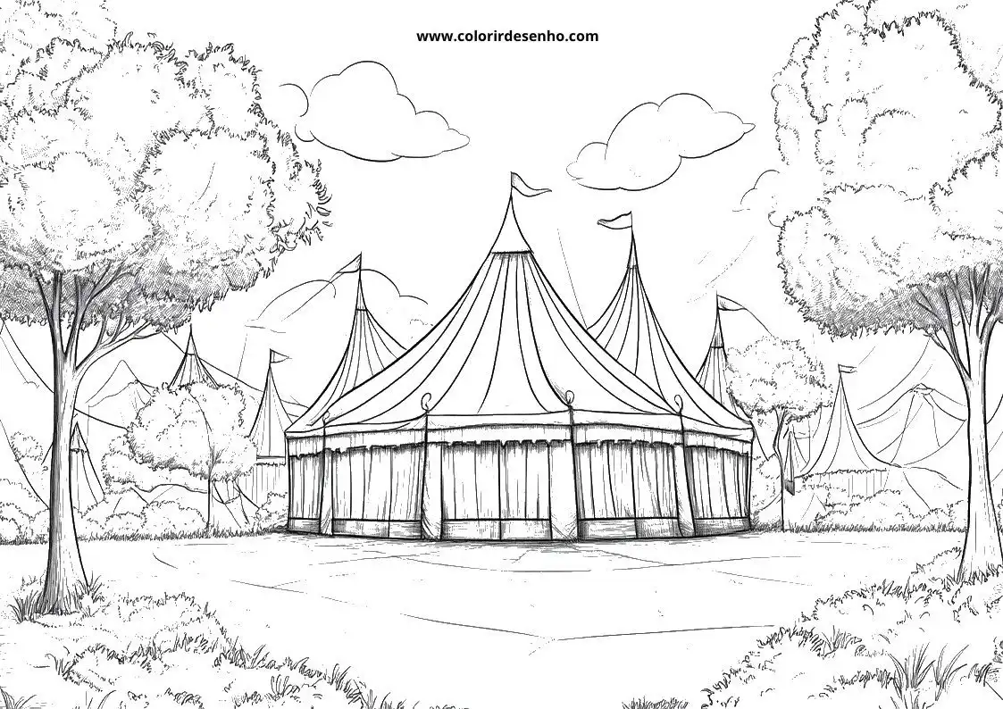 circus tents in a park setting