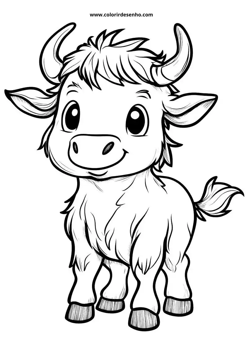 cute baby bull positioned in frame with big eyes and curved horns