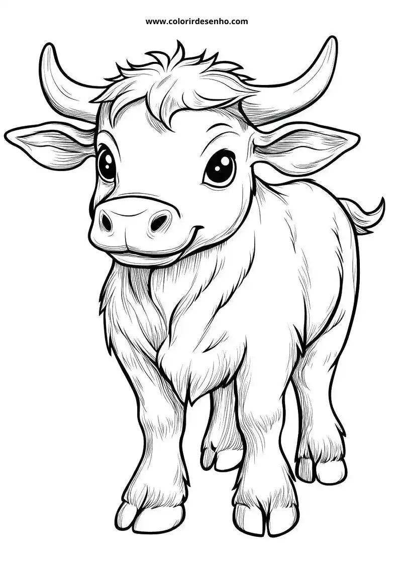 cute baby bull standing in grass with short horns and fluffy coat