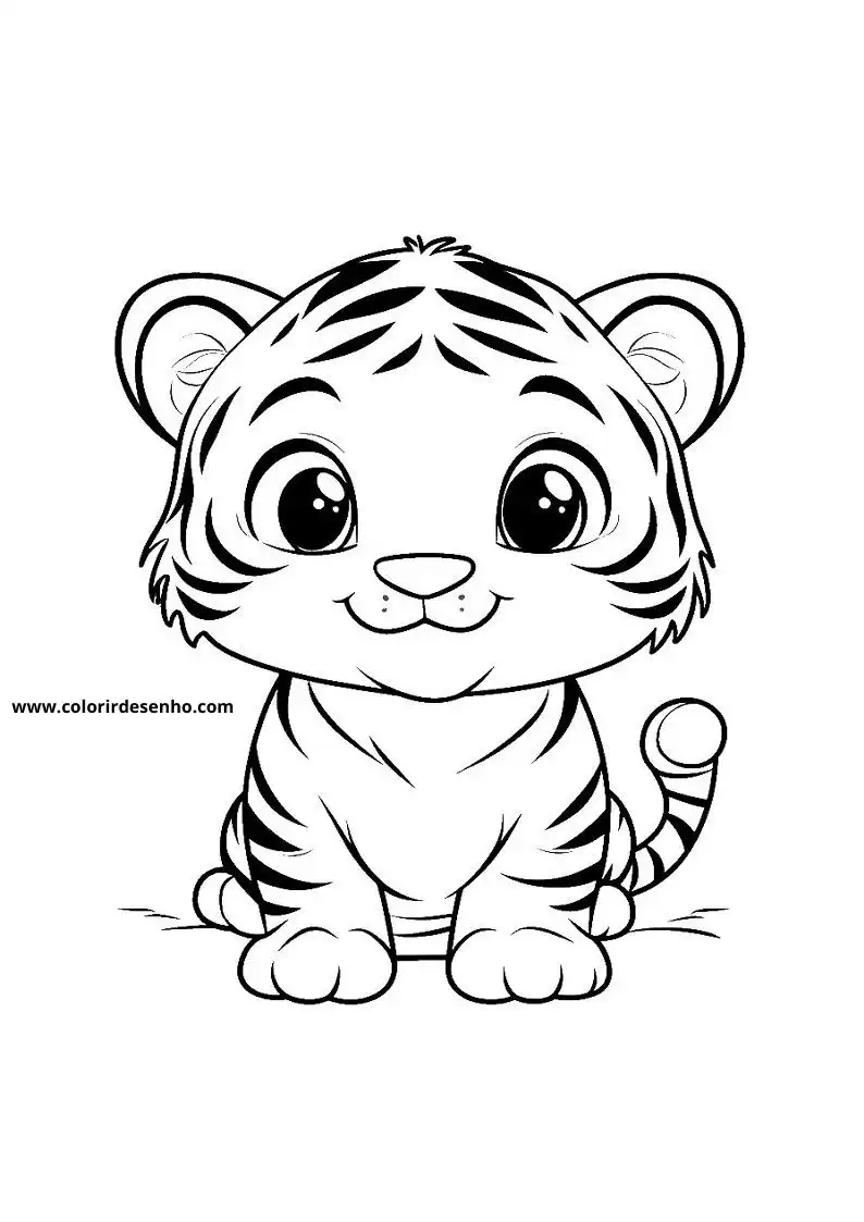 cute baby tiger sitting down