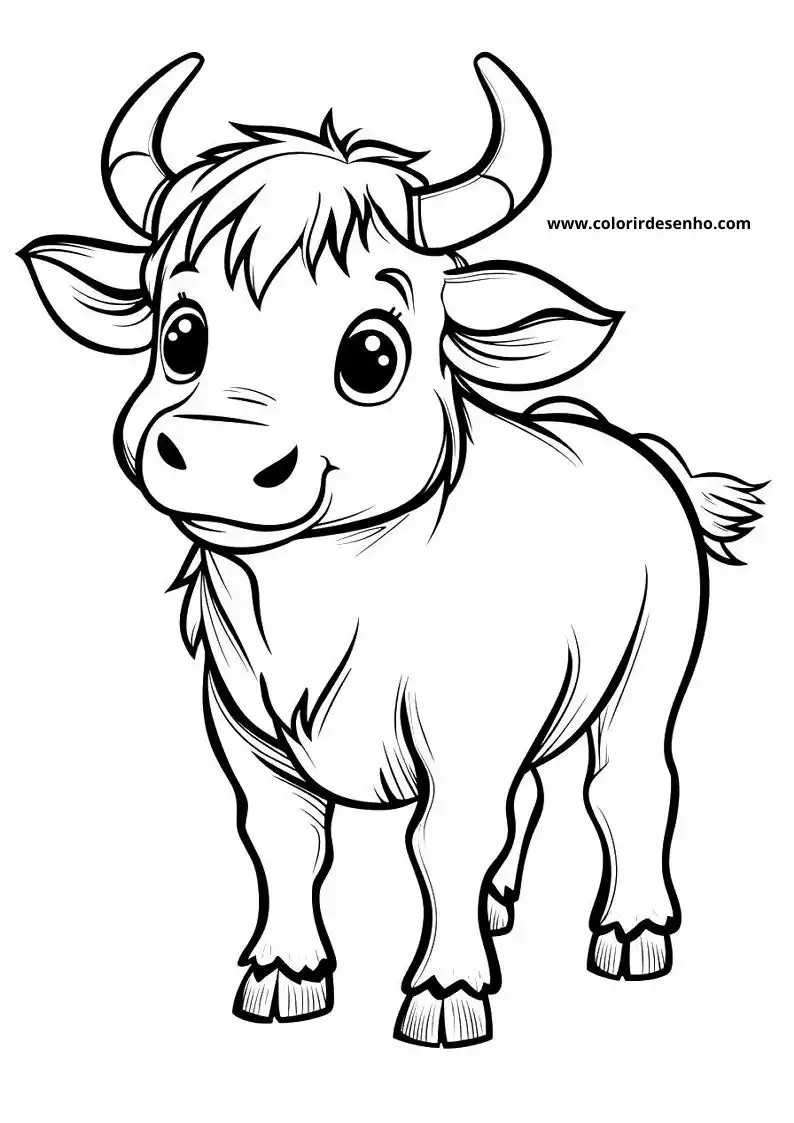 cute little bull standing in frame with big eyes and curved horns