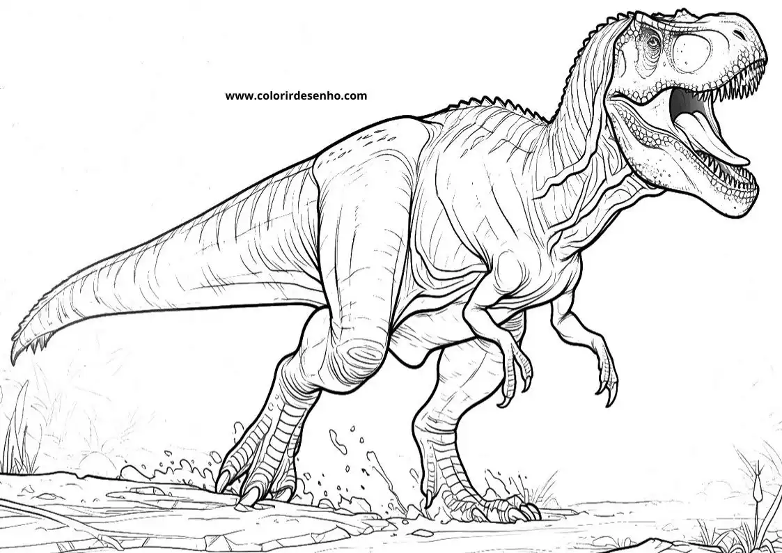 dinosaur roaring in grassy terrain