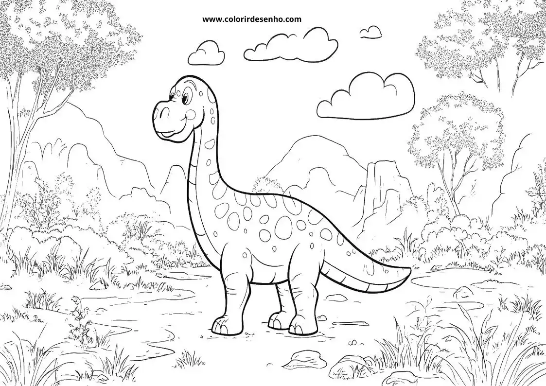 dinosaur smiling in a forest setting