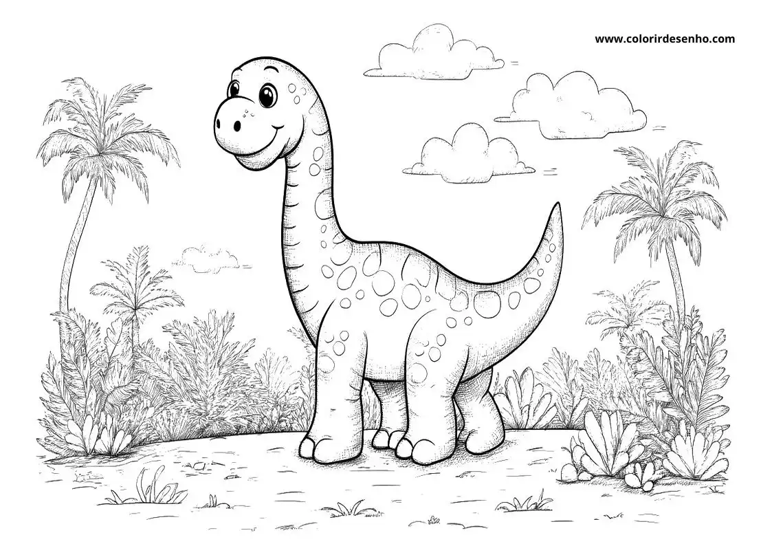 dinosaur smiling in jungle setting