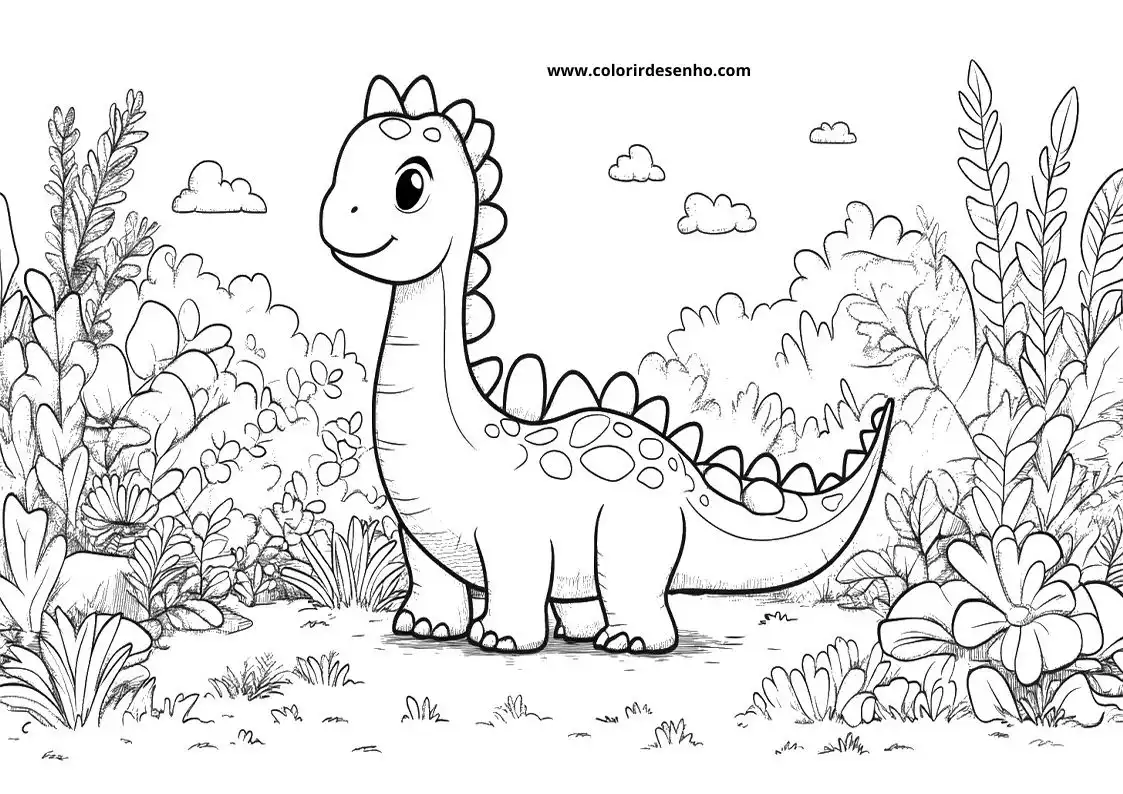 dinosaur standing in a lush forest setting