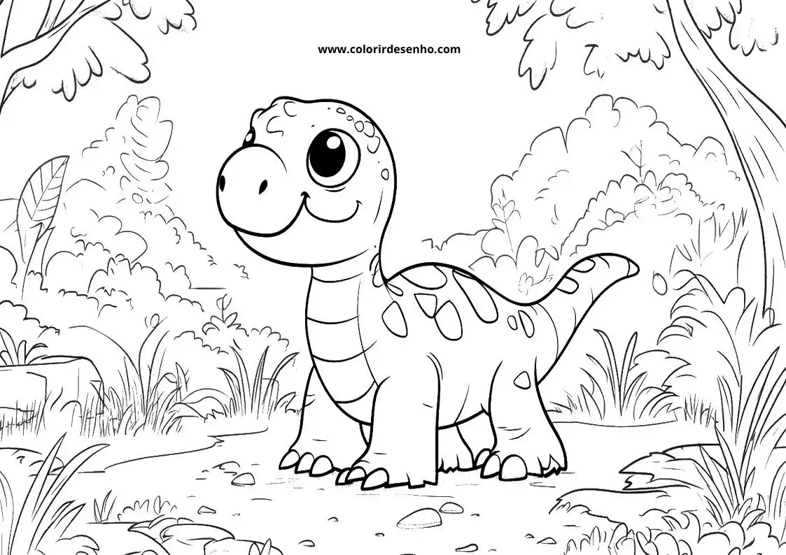 dinosaur standing in forest smiling surrounded by foliage