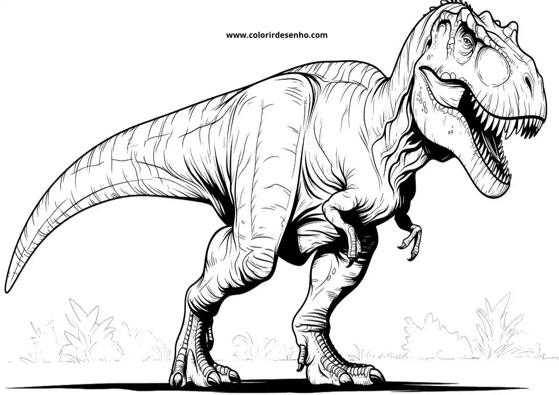 dinosaur standing in grassy area looking fierce