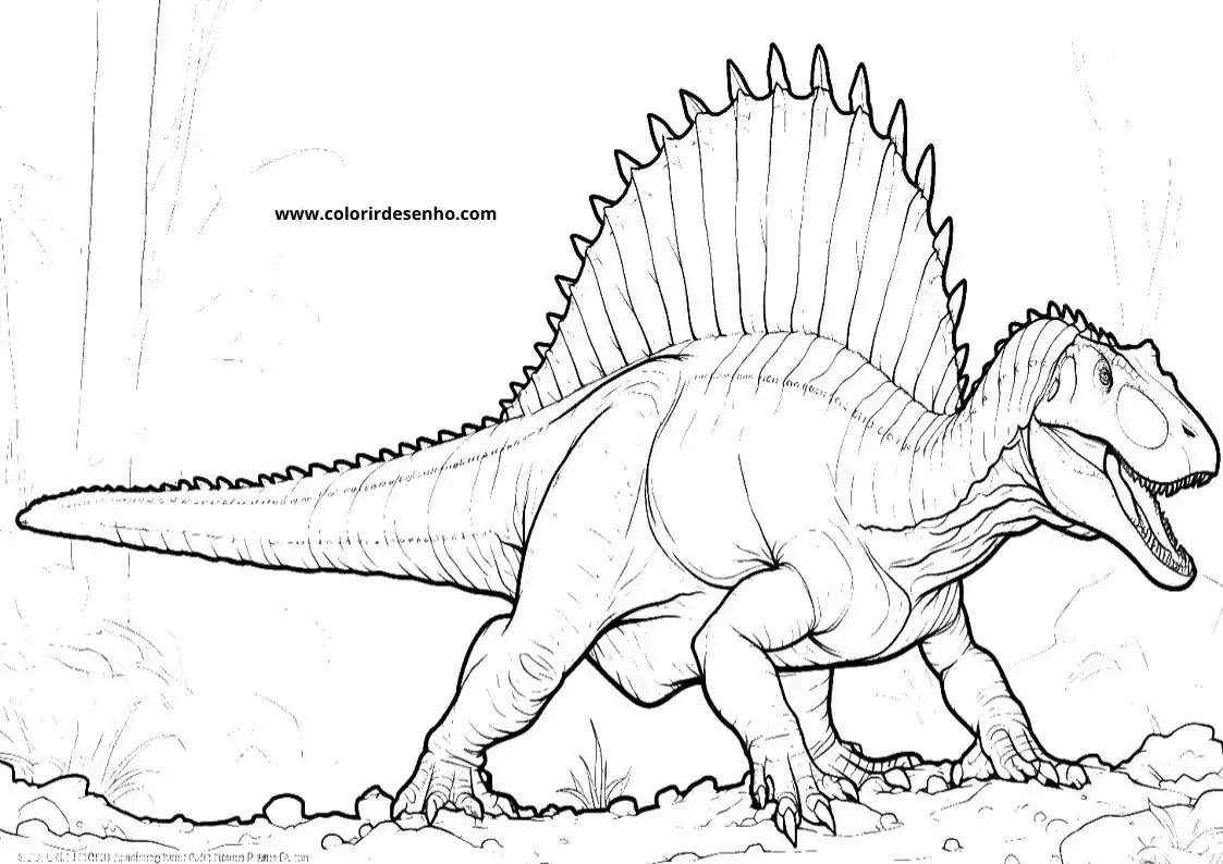 dinosaur standing on rocky ground with spiky back and long tail