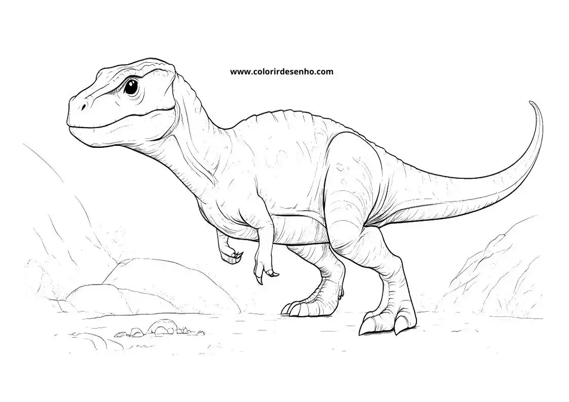 dinosaur standing on rocky terrain