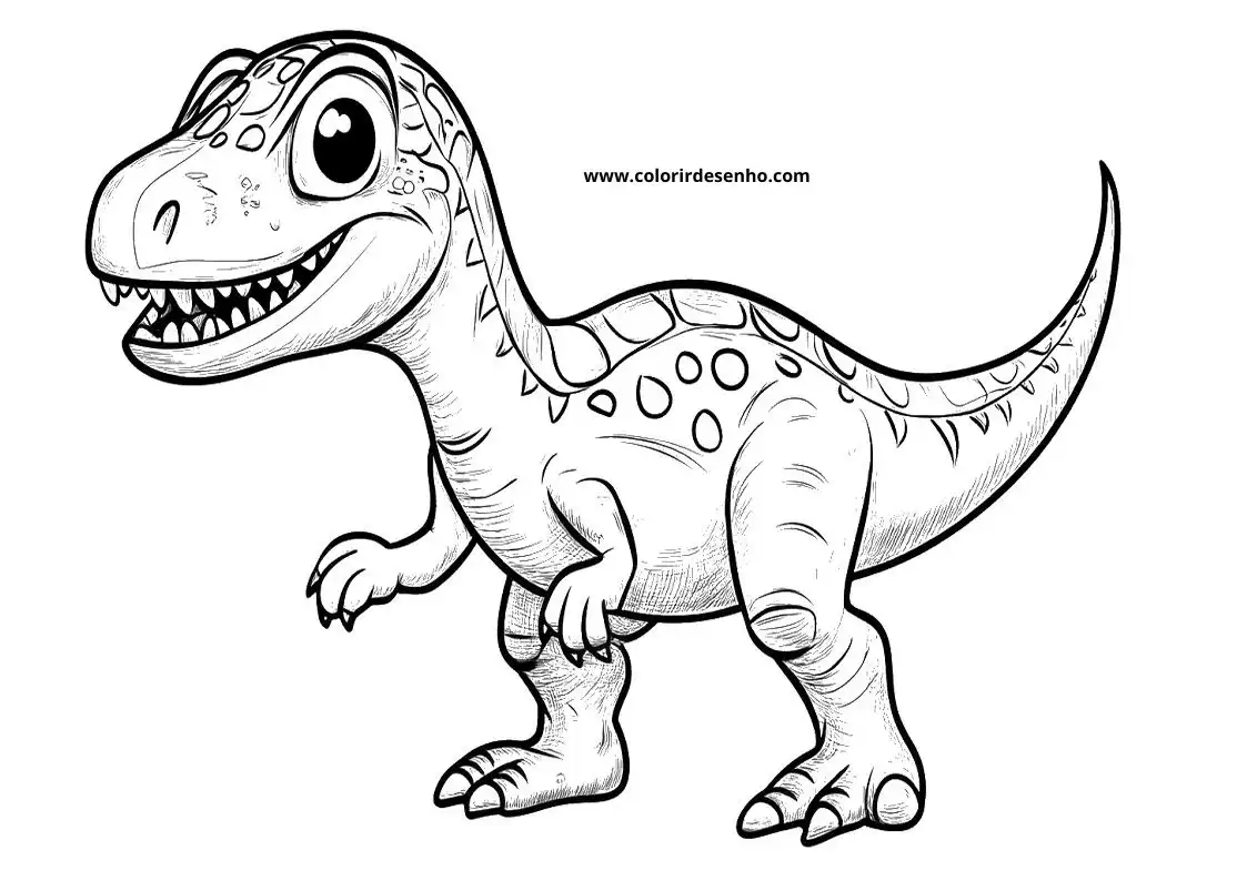 dinosaur standing upright with sharp teeth and spotted skin