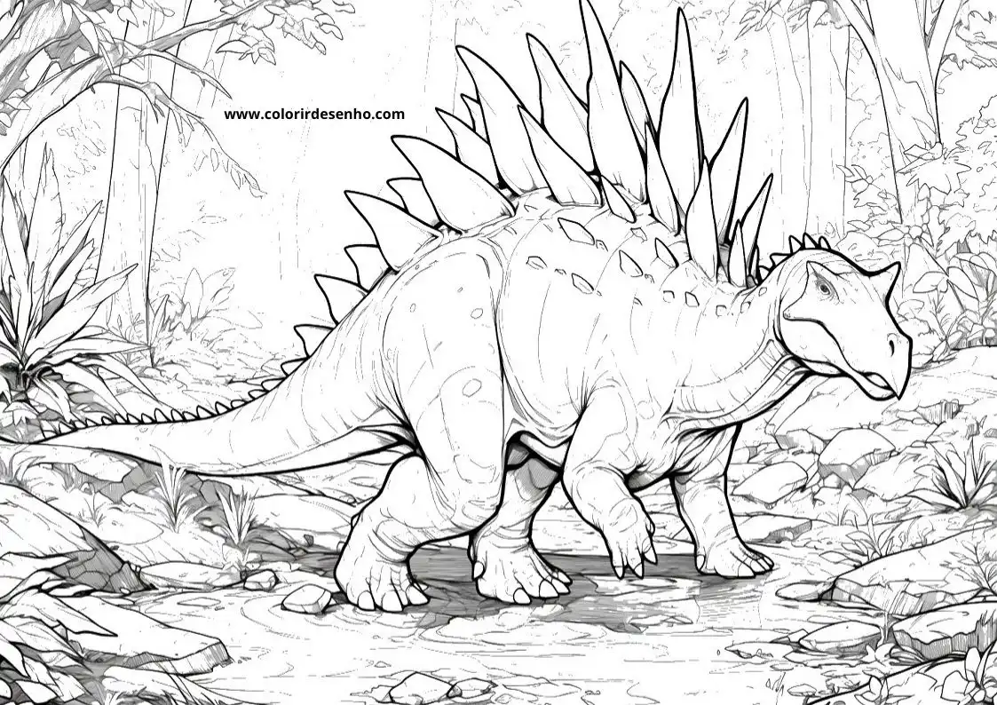 dinosaur walking through a jungle setting