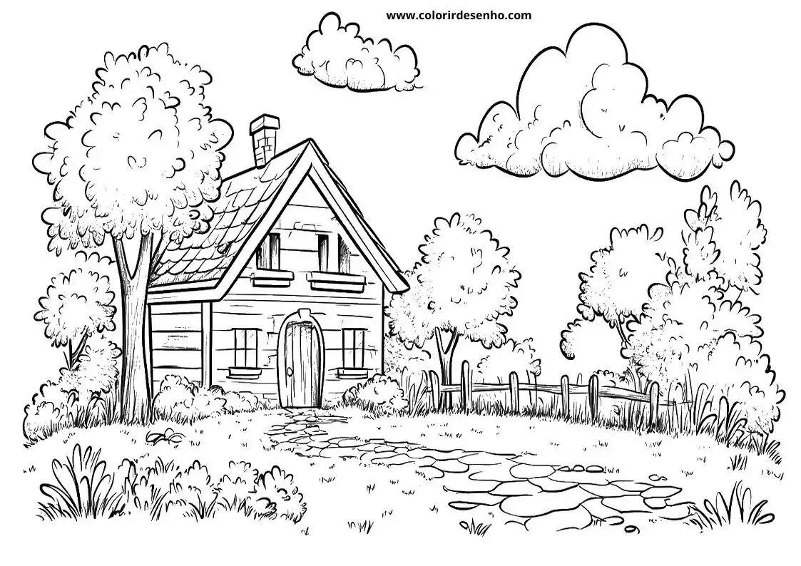 garden cottage surrounded by trees and a pond in the garden