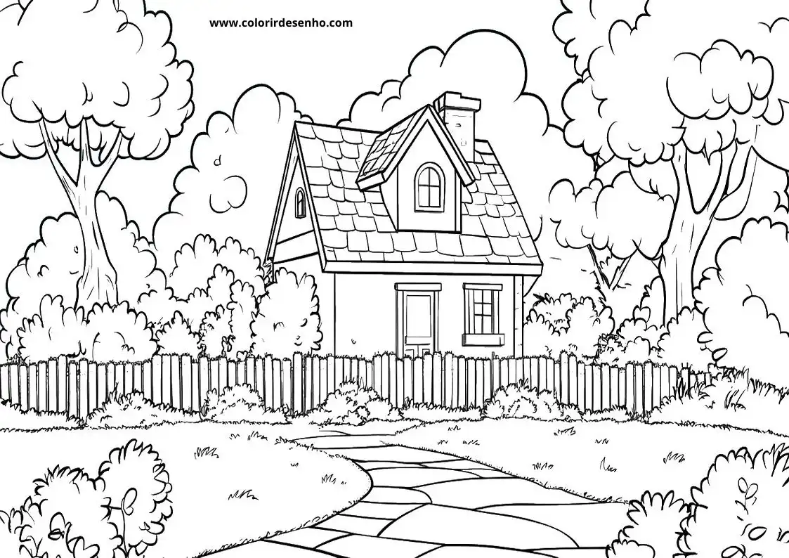 garden house surrounded by trees on a garden path