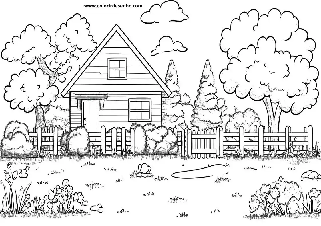 garden house with trees and fence in the background