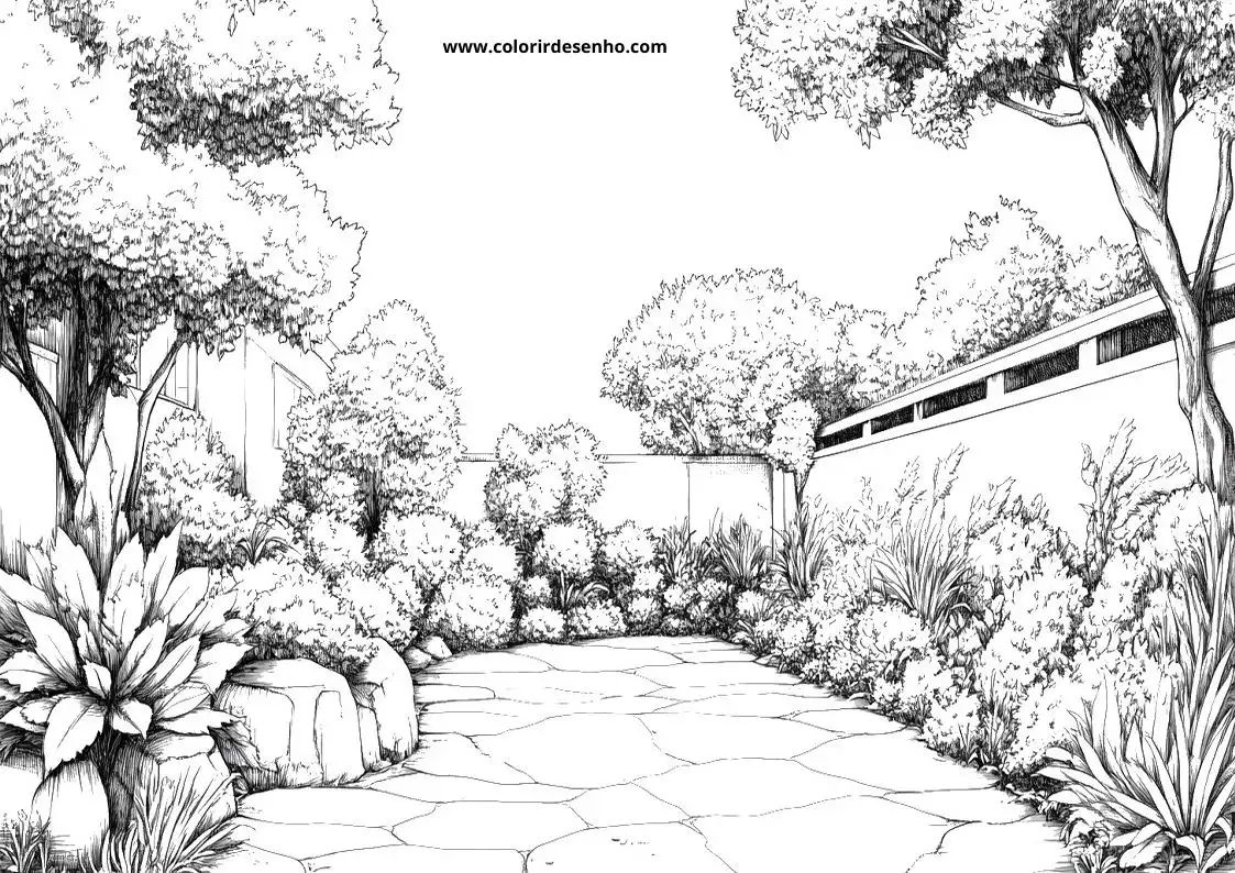 garden path through lush greenery and flowers