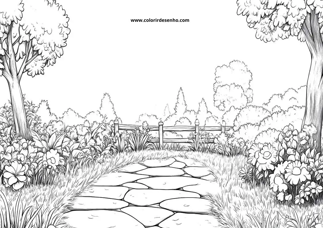 garden pathway winding through lush garden beds and trees