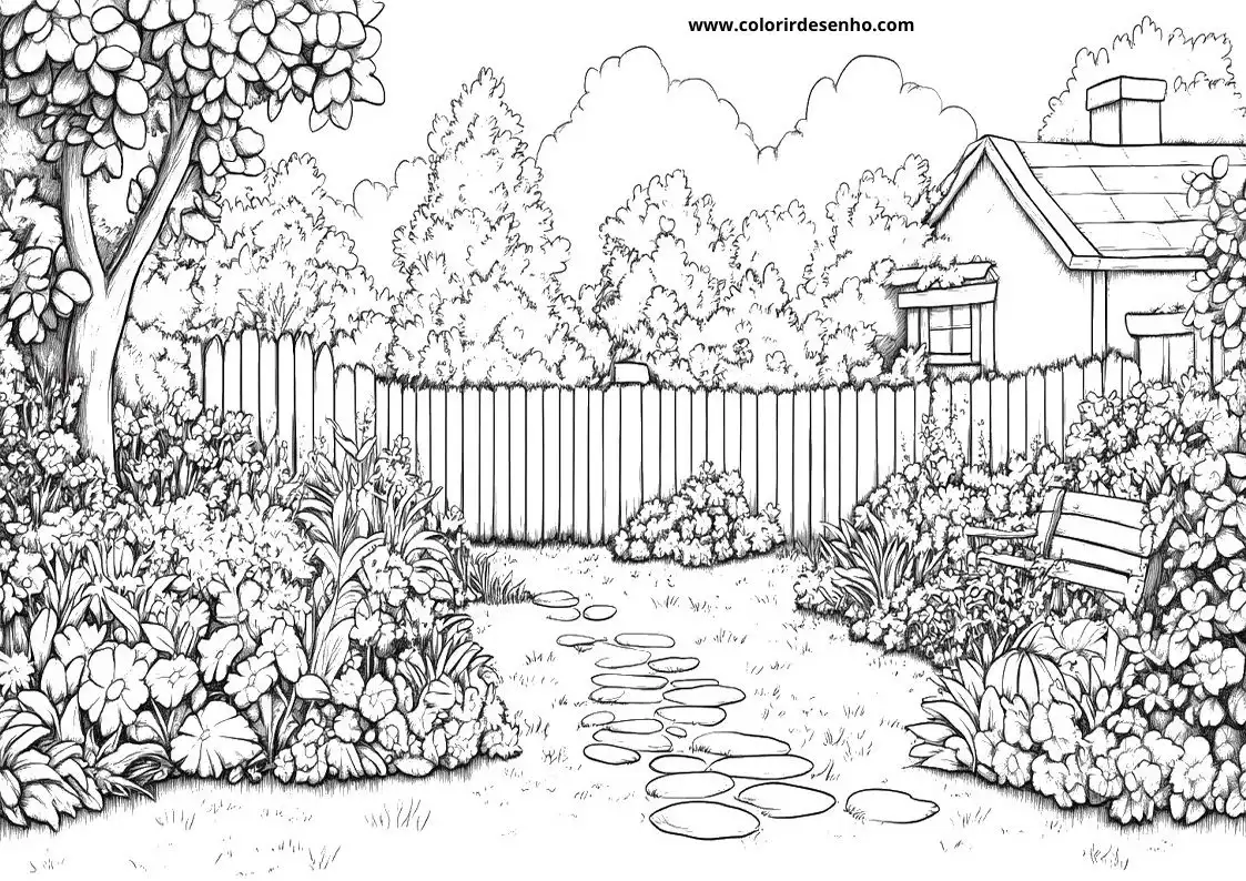 garden pond with lily pads near wooden fence