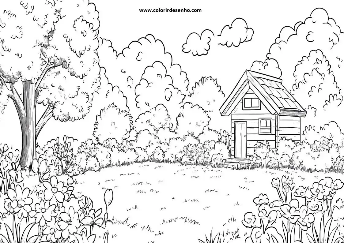 garden small wooden shed amidst lush garden beds and flowers