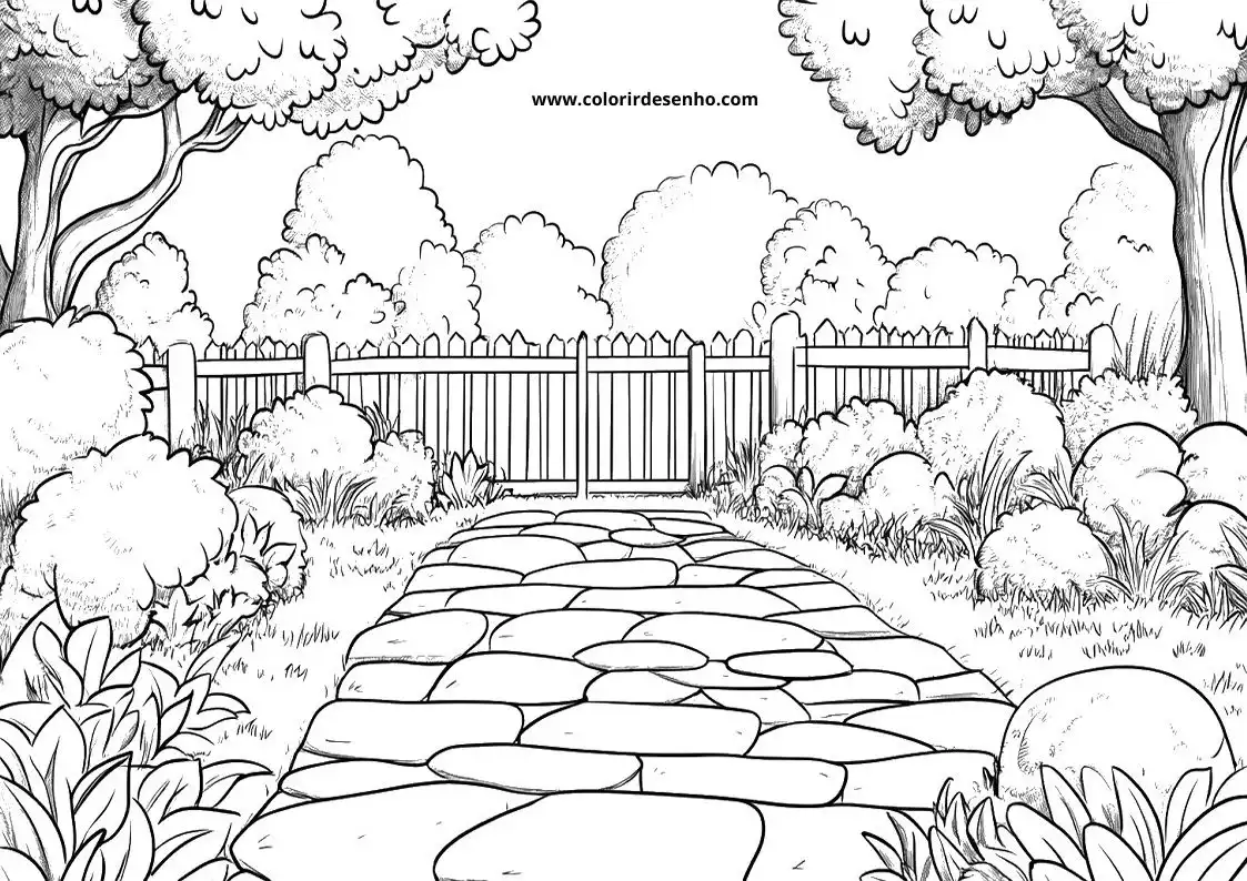 garden stone pathway winding through lush garden filled with various plants and rocks