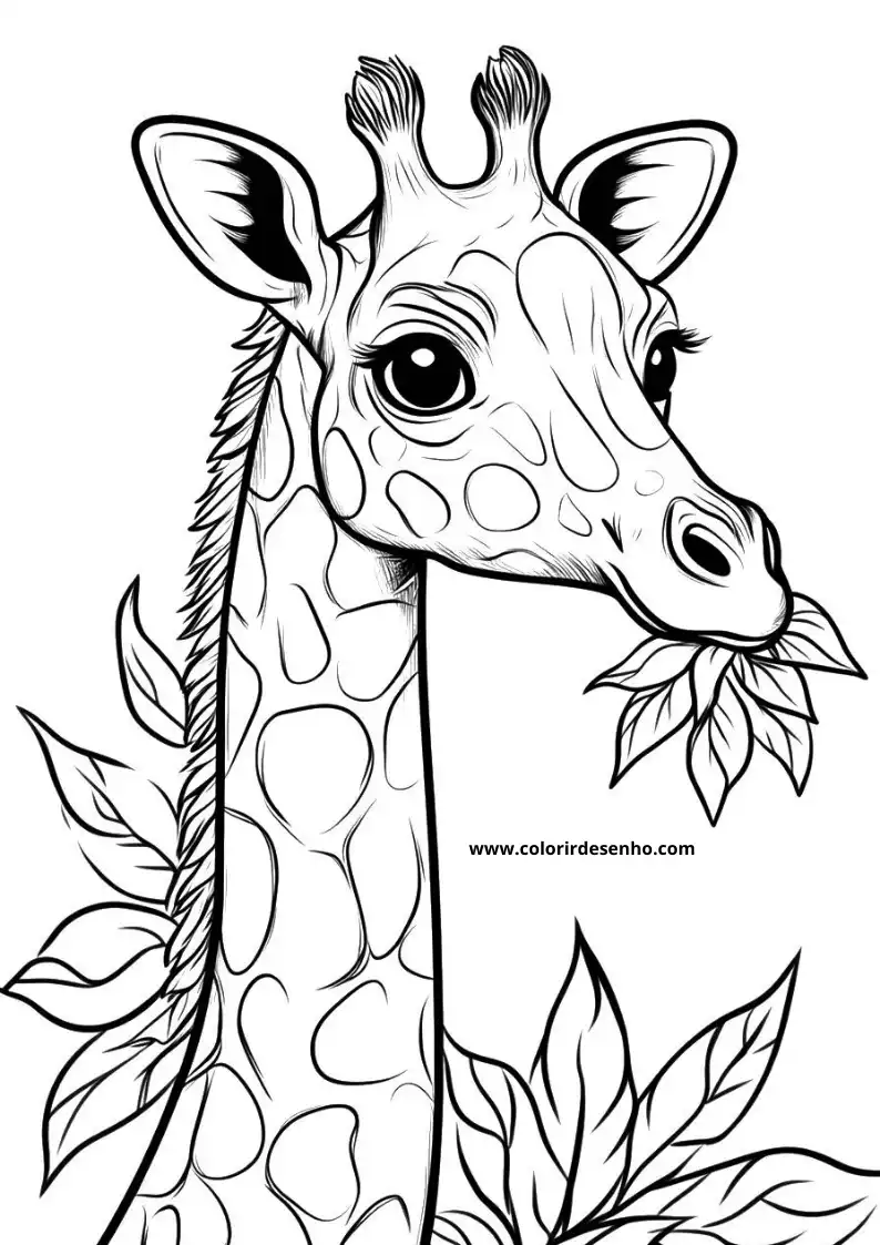 giraffe eating leaves in jungle setting