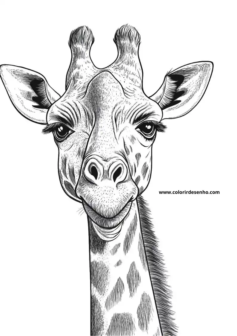 giraffe looking at viewer wearing spots standing upright
