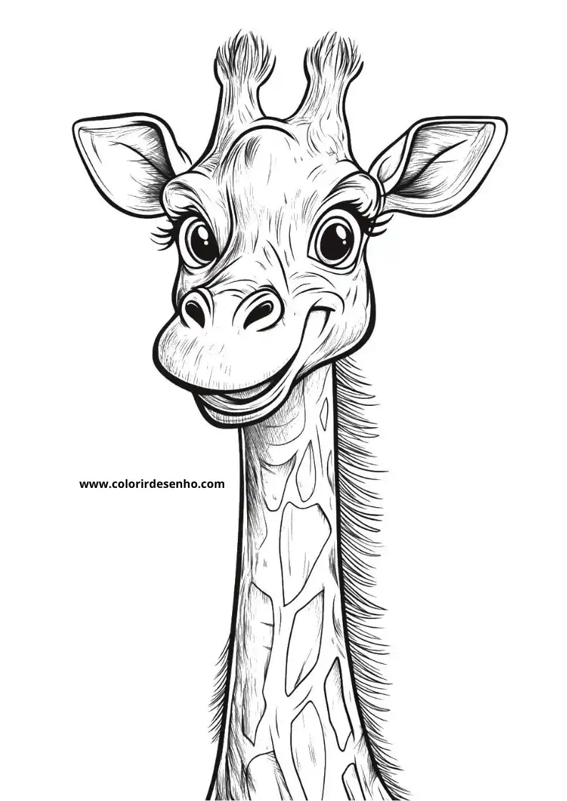 giraffe smiling and looking to the side in a simple style