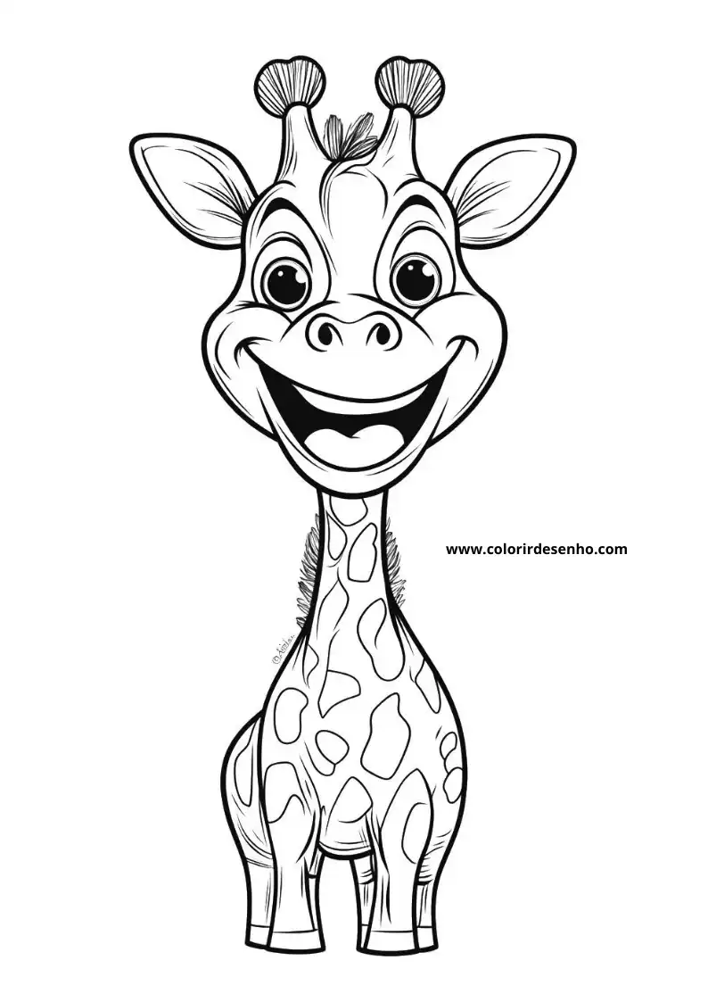giraffe smiling happily in a simple setting