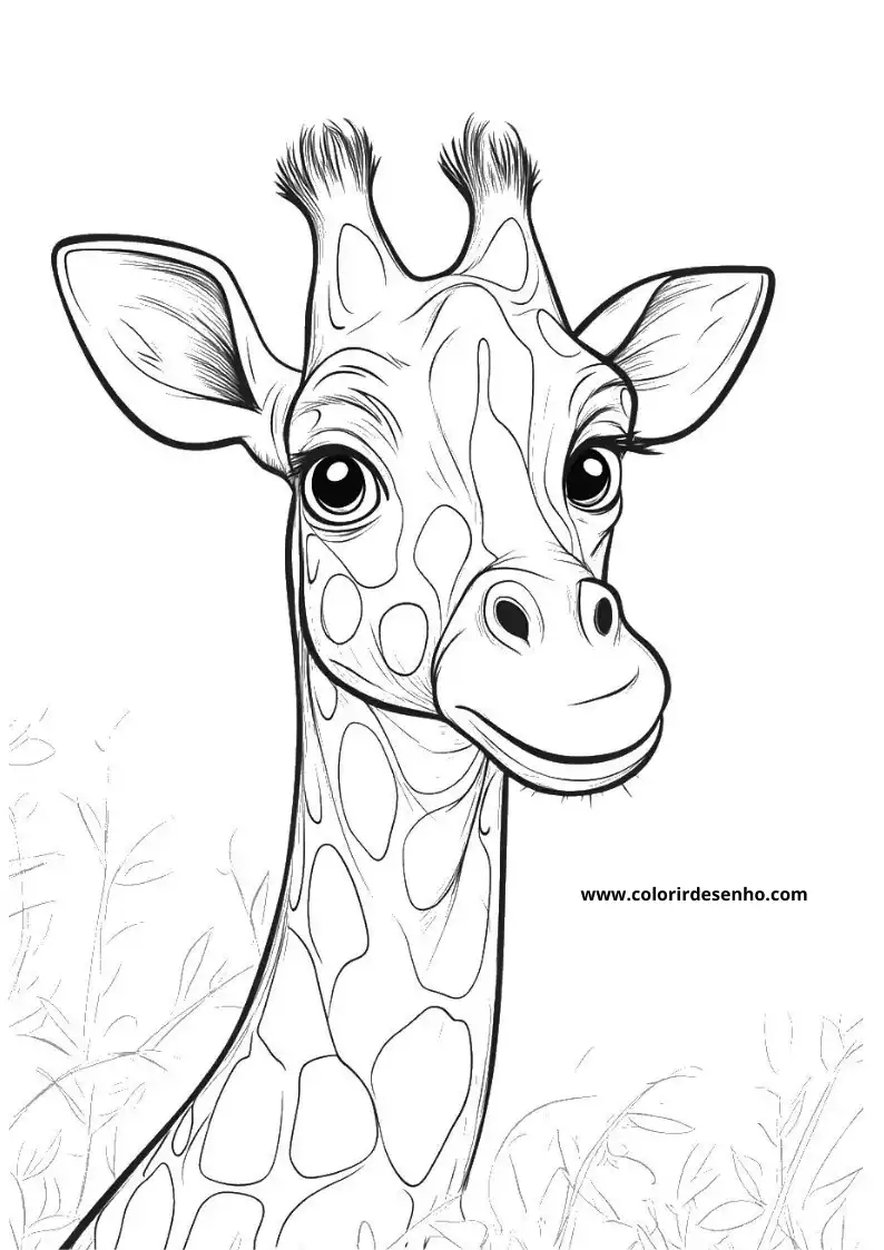 giraffe smiling in grassy field