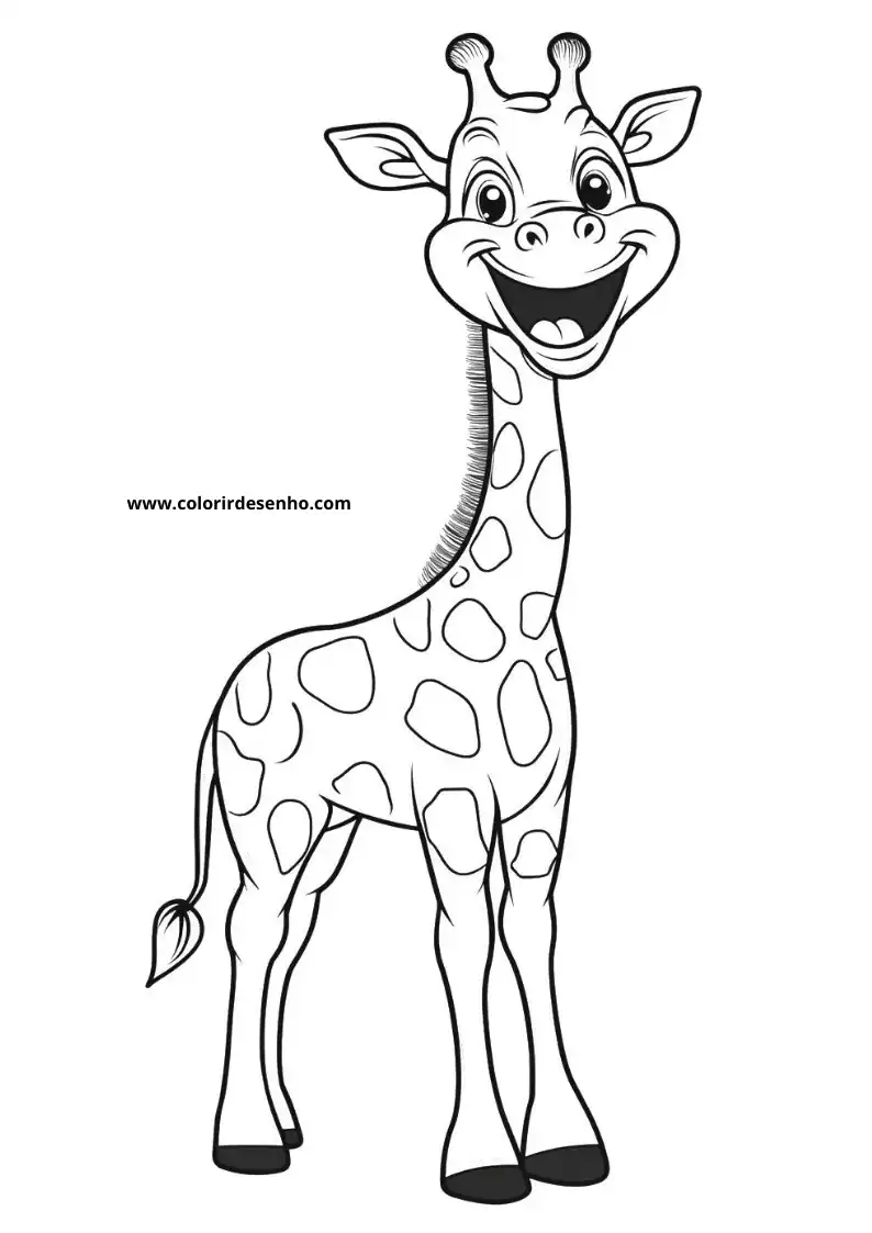 giraffe standing tall with big smile black and white