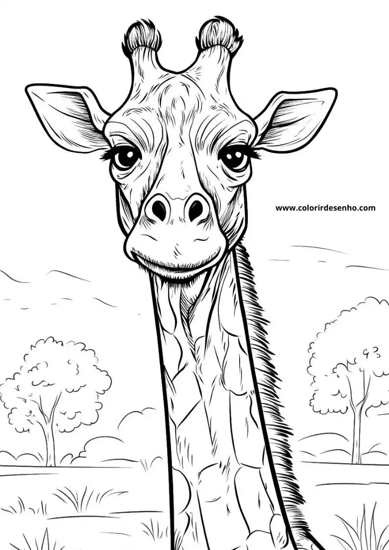 giraffe standing tall with long neck and small horns in an african savanna setting