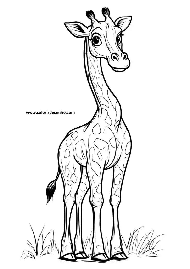 giraffe standing tall with long neck spotted coat short horns and friendly expression against