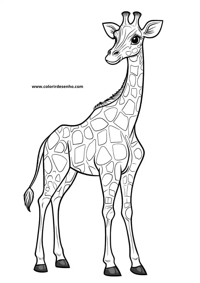 giraffe standing tall with long neck spotted coat small horns and a gentle expression